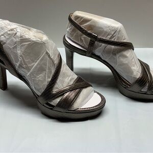 Naturalizer Metallic Bronze Strappy Heels Women’s Sandals Comfort Size 6M